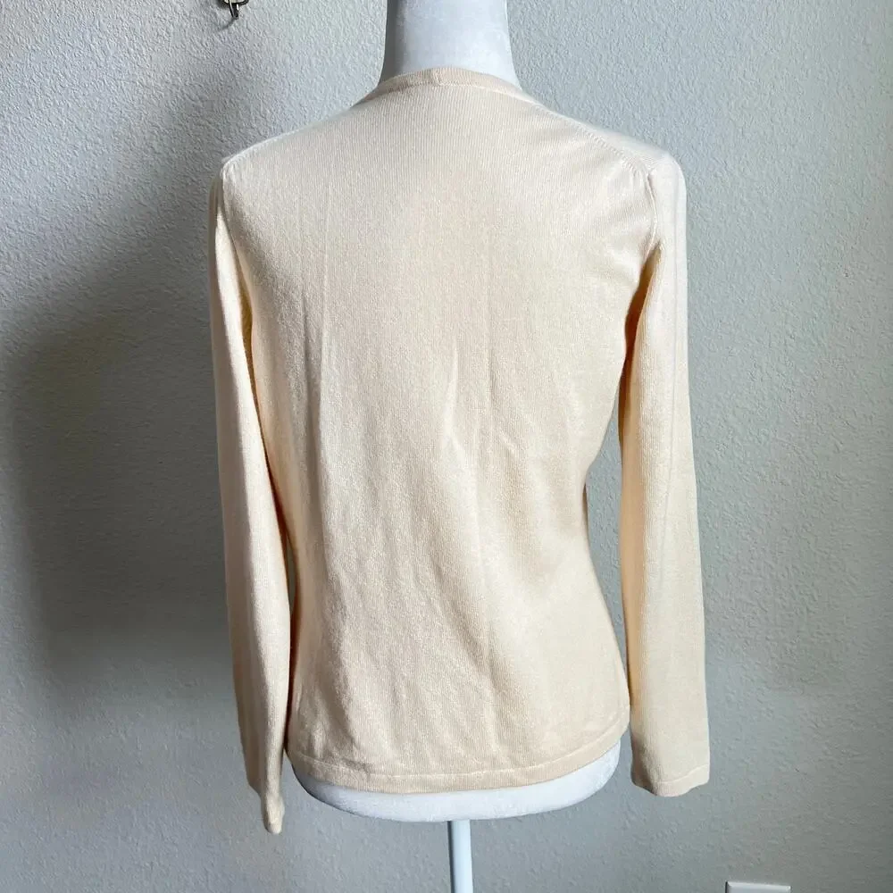 Giorgio's of Palm Beach Cashmere Silk Cardigan Women's 44 US M Off White Sweater